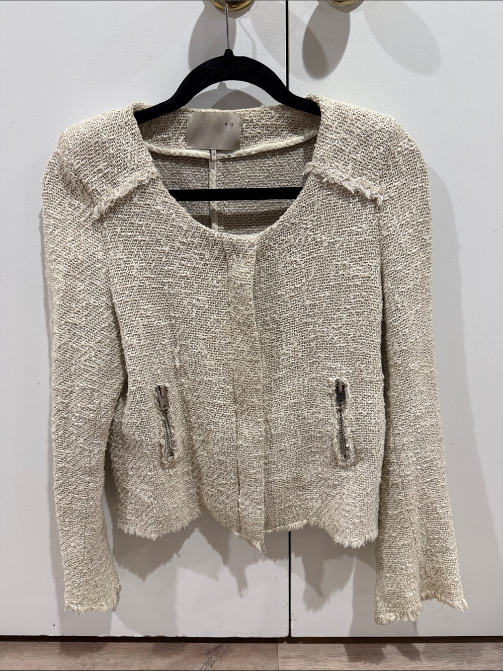IRO Cream Open-Weave Tweed Jacket
